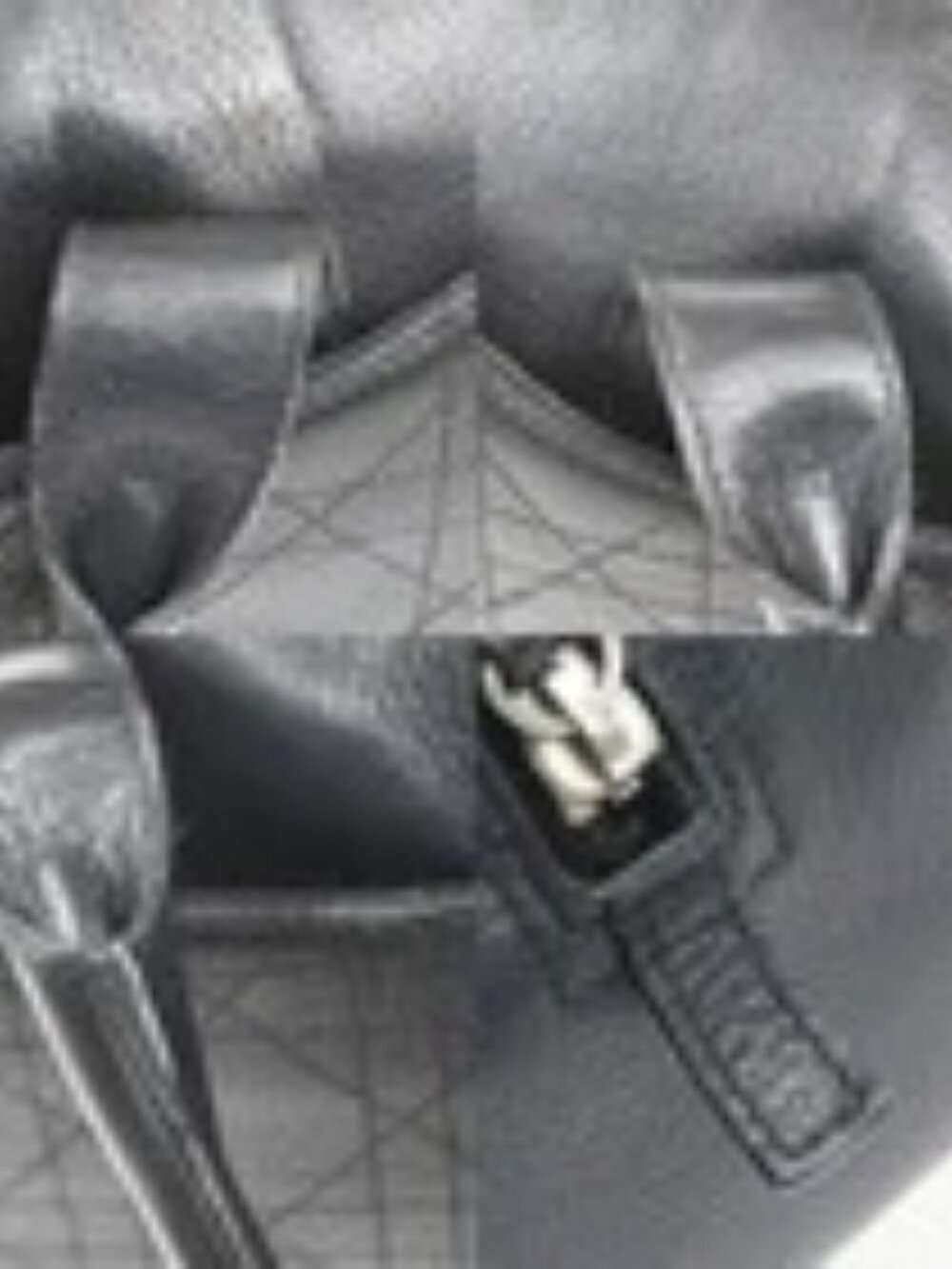 CHRISTIAN DIOR Logo Cannage Mini Boston Hand Bag Leather Black SHW Italy 96MA500 - Picture 12 of 16